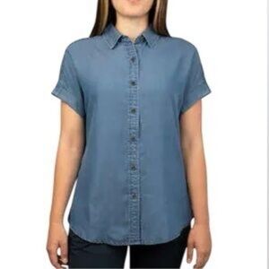 Tilley Blue Womens  Short Sleeve Shirt, Size Small